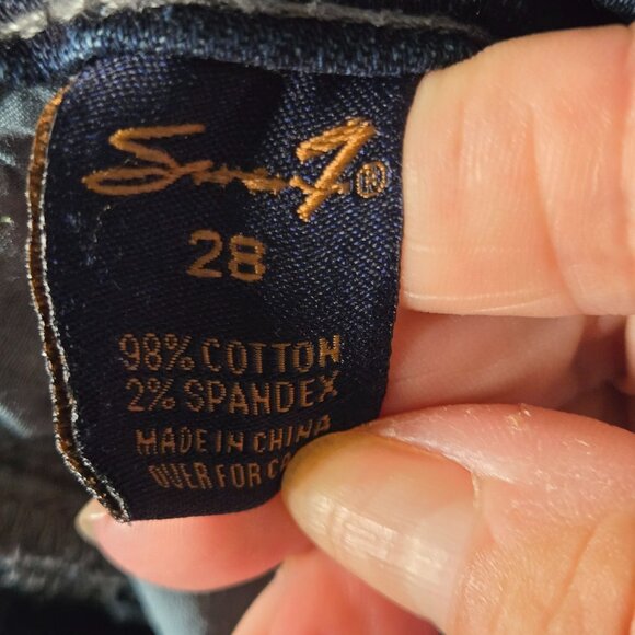 Seven 7 Y2K Fleur De Lis Low Rise Dark Wash Jeans Size 28 - Picture 6 of 6